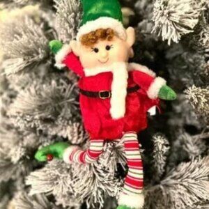 Red Elf Shelf Plush Sitter Christmas Home Mantel Decoration Holiday Decor